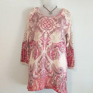 TRIBAL  3/4 SLEEVE PRINTED TOPS